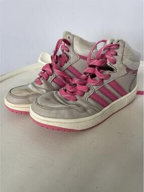 Adidas High Top Sneakers with Pink Accents Girls Size 13 Kids